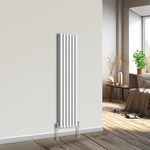 NRG Vertical Oval Column Radiator White 1600x354mm Double Panel | Mild Steel, Central Heating Rad, Modern Radiator, High Heat Output, Wall Radiator, for Living Room, Kitchen, Home