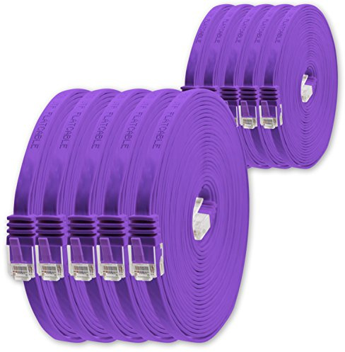 1aTTack.de Cat6 Cat.6 Cable Plano Cable de Red Lan Cable Plano Banda Lan 1000 Mbit/s Morado Violeta - 10 Piezas 1,5m