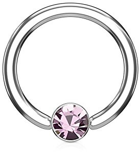beyoutifulthings Ring eingefasster ZIRKONIA 4mm Brustwarzen-Piercing Intim-Piercing Brust-Piercing Edelstahl Silber Ring 1,2mm/1,6mm 8mm/10mm/12mm