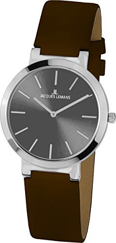 Klassisch elegante JACQUES LEMANS Damenuhr mit Lederband 1-1997H
