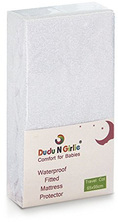 Dudu N Girlie Travel Cot Waterproof Protector 95 x 65 cm – Breathable Terry Towel Fitted Cover for Toddler & Kids Mattress