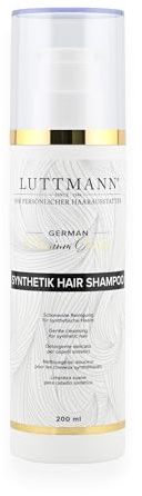 LUTTMANN® Cuidado de pelucas sintéticas - Champú de limpieza 200 ml - Para pelucas sintéticas, postizos y sistemas capilares - garantiza frescura y facilidad de peinado