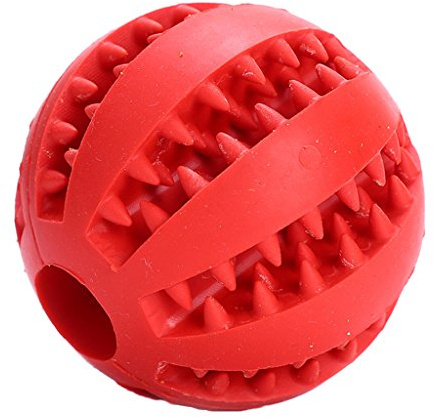 LOVIVER Futterball Snackball Hundeball Hundespielzeug befüllbar Leckerli-Ball Kauspielzeug Gummi Hundespielball für Große und Kleine Hunde, Rot