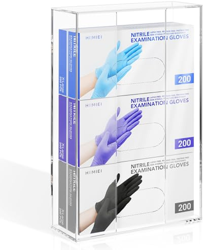 HIIMIEI Gloves Dispenser 3 tier Wall Mounted, Acrylic Glove Box Holder | Mounting Accessories included, Holds up to 3 Box, Perfect for Lab, Food Service and Home