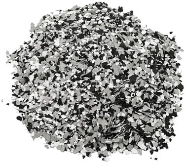 BEKATEQ Farbchips in Schwarz-Weiss-Grau 1kg, Dekochips, Farbflocken für Epoxidharz Bodenbeschichtung, 1K & 2K PU Bodenfarbe, Alkydharz Betonfarben - Garagenböden, Keller, Wohnraum, Werkstatt BK-130
