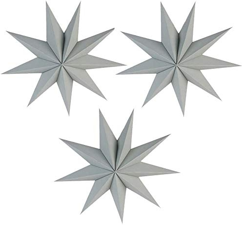 3 Stück 9 Sternpapier Sternlaternen 12 Zoll 6D-Papier hängen Weihnachtsdekorationen Hochzeit Geburtstag Baby-Dusche Zimmer Weihnachtsschmuck Partyzubehör(Grau)
