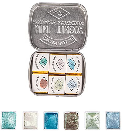 Csy Art Gallery Handgefertigte Künstler-Aquarellfarben, Metallic-Glitzer, einfarbig, Retro-Metallgehäuse, Perlglanz-Farbset, professionelle Aquarellfarbe (Ozean)