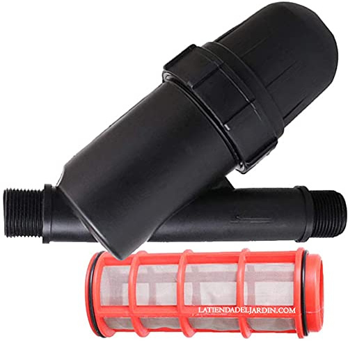 Suinga. Filtre de maille 3/4 pour tuyau 25 mm. Utilisé dans les installations d'irrigation et RIEGO PAR GOTEO. Filetage 3/4 et capacité filtrée 120 Mesh.