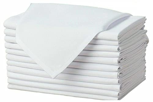 Pack of (12-96) Super Soft White Napkins 250 TC 100% Pure Cotton (41 * 41cm) Hotel Wedding Party Napkins (12)