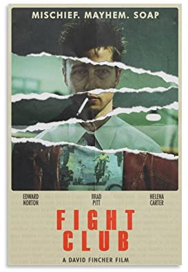 HAPPOW Poster de film vintage Fight Club - Art mural décoratif sur toile pour décoration d'intérieur, chambre à coucher - 30 x 45 cm