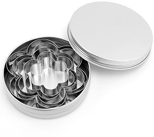 Metal Cookie Cutters Set, Cookie Cutter Stainless Steel, Large Molds Cutter, Fruit Cutter, Cookie Cutters for Baking, Cookies Cutter with Storage Box (Flower)