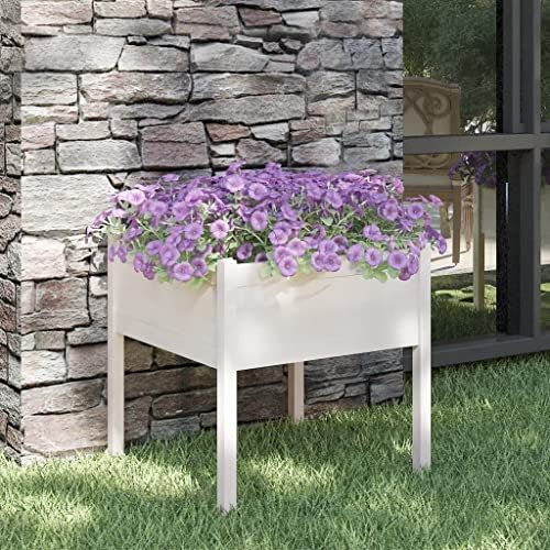 homiuse Pflanzkübel Weiß 70x70x70 cm Massivholz Kiefer Hochbeet Blumentopf Gross PflanzküBel Groß AußEn BlumenküBel Groß Aussen Blumentopf Hoch PflanzsäUle