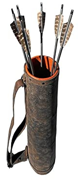KGBEE Mittelalterliche Leder Pfeilköcher Tasche, Cosplay Ritter Einzelne Schulter Pfeilköcher Halter, Outdoor Traditionelle Retro Bogenschießen Zubehör
