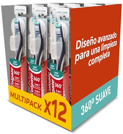 COLGATE Zahnbürste Colgate 360 Deep Clean – weiche Borsten – Familienpack – 12 Zahnbürsten