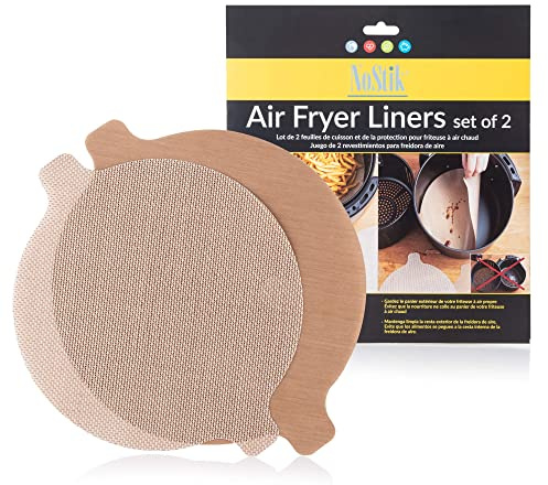 Vitinni No Stik Reusable Air Fryer Liners | Air Fryer Accessories | 2pcs | Cut to Size | Compatible with All Air Fryer Models | Round Shape | Brown | Made in Belgium (Round Shape)