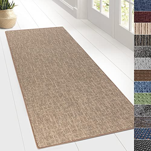 KARAT Alfombra de pasillo para cocina, pasillo y sala de estar, alfombra de pasillo a medida, se vende por metros, alfombra de pasillo, cocina, salón (80 x 400 cm, alto - beige)