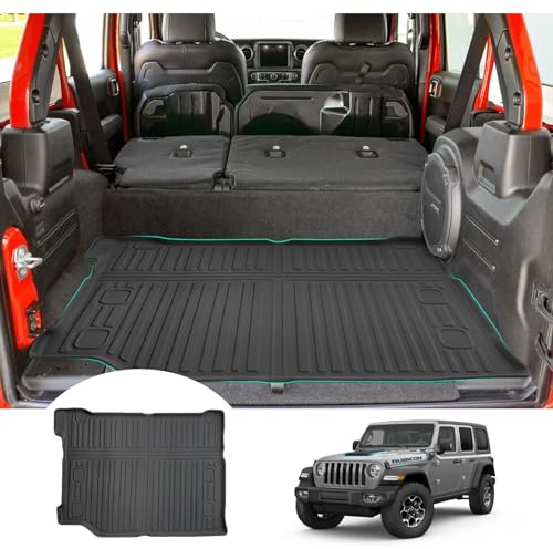 GAFAT Compatibile con Wrangler JL 2021-2026 2027 Tappetino per Bagagliaio, Facile da Piegare, Wrangler 4xe Plug-in Hybrid Tappetini TPE Tutte le Stagioni, Scan Originale 3D Bordo Alto, Multifunzione