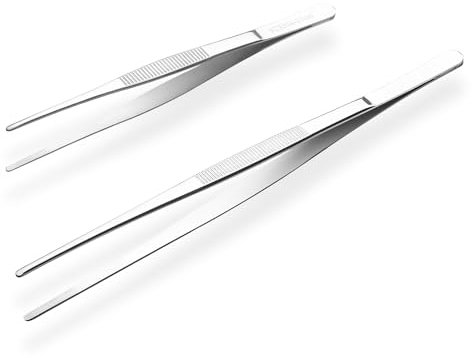 Grillpinzette, Kochpinzette, Küchenpinzette, Edelstahl 304, spülmaschinenfest, Fleischpinzette, Bratpinzette (20cm/30cm), Silber | gerade