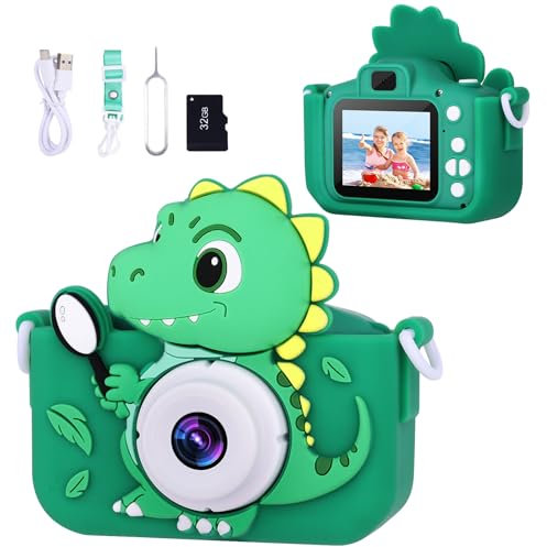 Envyvip Camera for Kids Age 3-8, Toddler Kids Digital Camera Christmas Birthday Gifts for 3 4 5 6 7 8 Years Old Boys Girls, Selfie Video Camera Toy, HD 1080P, 32GB SD Card (Green)