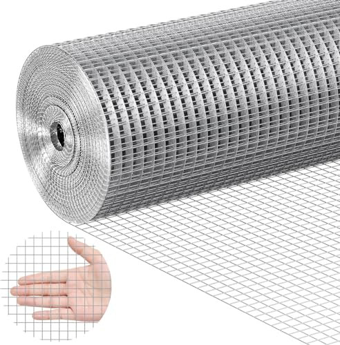 VEVOR Rete Metallica Saldata 1220mm x 30,48m Rotolo Rete Metallica Zincata a Caldo 12,7 x 12,7mm Maglia Calibro 19 Recinzione in Filo per Polli per Gabbie per Conigli, Giardino, Piccoli Roditori