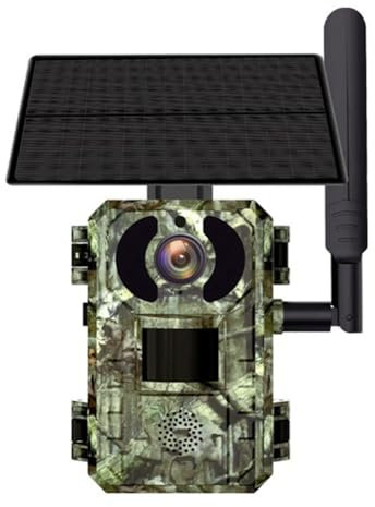 Carte SIM 4G LTE Cellulaire 4 W Solaire 7800 mAh Batterie Chasse Trail Activé par le Mouvement Vision Nocturne 4MP IP66 Caméra (UE) Facile à Installer Facile à Utiliser