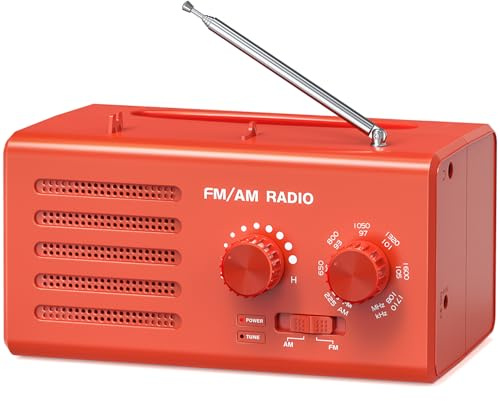 Transistorradio–AM FM Tragbares Radio mit Kopfhöreranschluss（Rot）