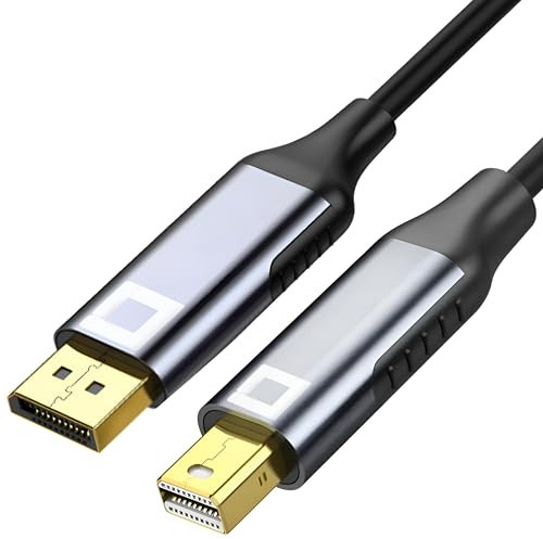 Co2 Câble Mini DisplayPort vers DisplayPort DP 1.4 8K/60Hz, 4K/120Hz, 2K/240Hz, Full HD, Dynamic HDR DSC 3D HDCP 2.2 FEC FreeSync G-Sync, Plug & Play, 32.4 Gbps, Bi-directionnel, Aluminium (3m)