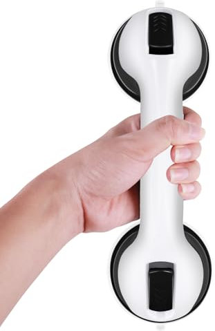 wiipara Haltegriffe für Senioren, Saugnapf Haltegriff Dusche ohne Bohren, 30cm Bad Stützgriff Badewannengriff WC Sauggriff für Senioren Behinderte Ältere Menschen (Schwarz)