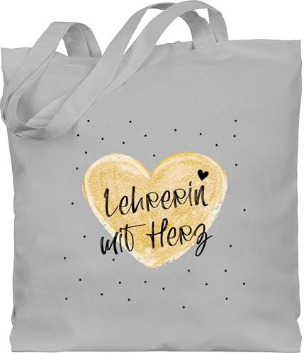 Shirtracer - Baumwolltasche - - Taschen - Lehrerin mit Herz | Lehrerin Geschenke | Abschiedsgeschenke Schule Lehrerin | Weihnachtsgeschenke Lehrerin Weihnachten Geschenk