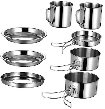 CORHAD 1ensemble Kit De Cuisine Portable Acier pour Camping De Ustensiles De Cuisine pour Activités Plein Air Et Compact