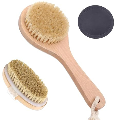 3 Pcs Body Brush, Soft Natural Bristle Dry Brush Exfoliating for Men and Women Enhance Skin Health & Microcirculation