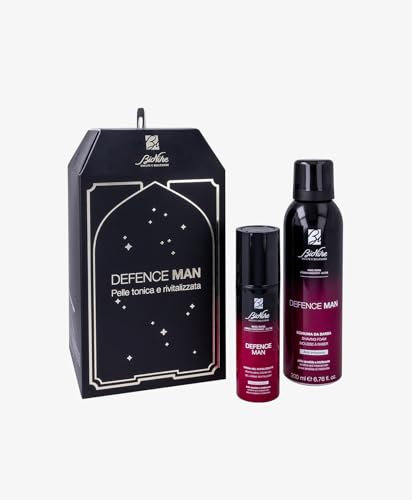 BioNike Presentask för män Defence Man - Skäggskum mot irritation 200 ml, revitaliserande ansiktsgelkräm 50 ml, känslig och intolerant hud