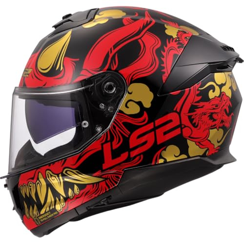 LS2, Integraler Motorradhelm STREAM II DRAKO Gloss Black Red, M