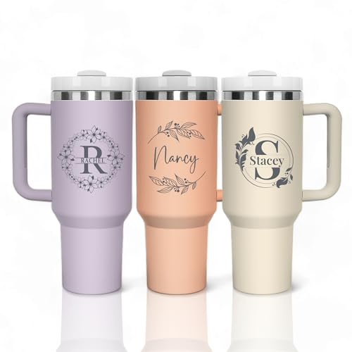 Ships Next Day, Personalized Tumblers 40 Oz with Names, Custom Stainless Steel Tumbler and Travel Coffee Mug with Lid and Straw, Lid and Straw Engraved Cups for Gifts or Everyday Use by Foma Family