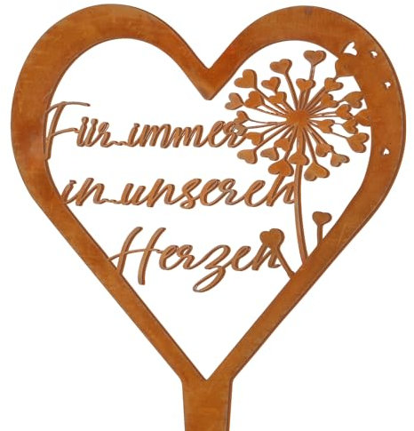 Fiada Decorazione per Tomba a Cuore Tappo per Tomba in Metallo Ruggine con Scritta Tappo per Tomba Resistente alle Intemperie per Tomba Ricordo Souvenir Decorazione del Cimitero (Dente di Leone)