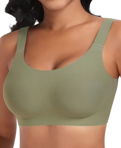 Nahtloser BH Damen Ohne Bügel Glatt Komfort Vollschalen Gepolstert Bustier Weicher BH Bequemer T-Shirt Soft BH Bra Bralette