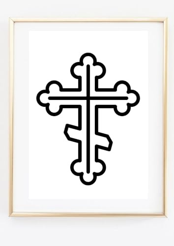 Kunstdruck Din A4 - Orthodoxes Kreuz - Russisches Griechsisches Kreuz Patriarchenkreuz - Grafik - Druck Poster Bild Deko - ohne Rahmen