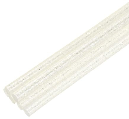 QUARKZMAN 6 Stück Heißklebestift 7mm x 200mm Heißkleber Klebestifte EVA Klebesticks Heissklebepistole für Klebepistole DIY Ersatzsticks Holz Kunststoff Handwerk Glitzer klar Weiß