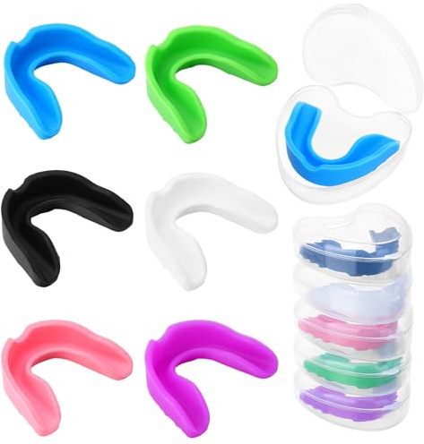 6 Pack Mouth Guard for Sports with Storage Box,Youth Mouth Guard Football Silicone Mouthguard Boxing,Unformable for Teeth