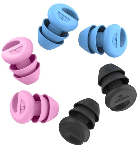 Ear Plugs for Sleeping Noise Cancelling, 38dB Noise Reduction Earplugs, Silicone Reusable Hearing Protection Ear Plug, Waterproof Earplug Suitable for Sleeping, Study, Travel, Concerts (3Pairs)