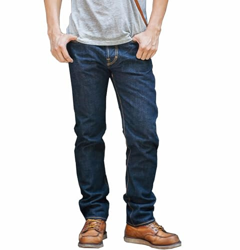 Vintage Red Tornado 16oz Men's Jeans Slim Fit Straight Leg Heavyweight Raw Selvedge Denim Pants L32W30