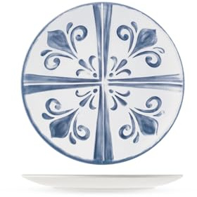 H&H – Set de 6 assiettes à dessert Azulejo en mélamine décorée – Style portugais, bleu et azur – Élégantes, résistantes, lavables en lave-vaisselle