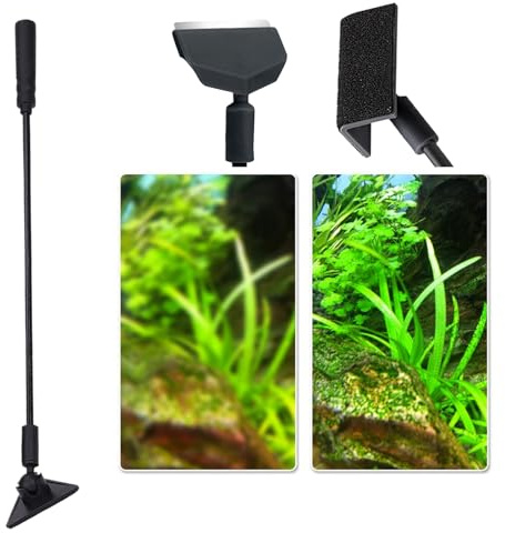 Aquariumschaber – Algenschaber für Aquarien, Werkzeug mit austauschbaren Köpfen, Pinsel für Aquarium, Langgriff, Reinigungszubehör für Süßwasser, Salzwasser, Innenbereich, Riff und Außenbereich