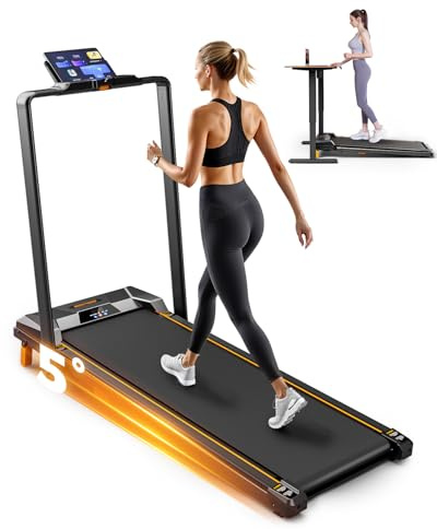 BestGod Laufband für Zuhause Klappbar, 2 in 1 Walking Pad mit Sicherheitsgriff, 2,5 PS Laufbänder mit Steigung, Under Desk Treadmill, maximale Belastung 150kg mit Shock Absorption Design