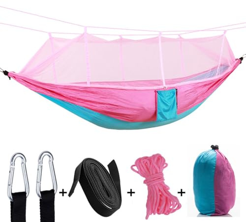 Hamaca de Acampada con Mosquetones Hamaca de Viaje Ultra-Ligera Hamaca para mosquiteros Capacidad de Carga de 200 kg Nylon de paracaídas Transpirable para Interior y Exterior Mochila Viajes