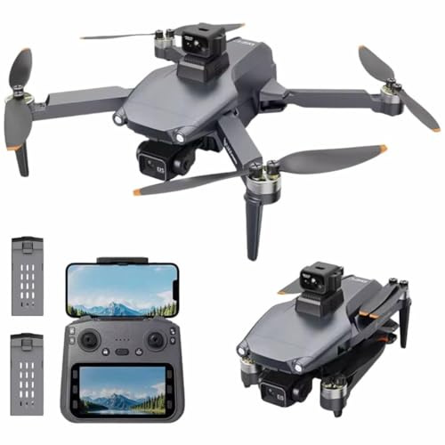 GPS Drohne mit 3-Achsen Gimbal & 4K Kamera, 56 Min Flugzeit mit 2 Akkus, 3 km Reichweite, 360° Hinderniserkennung, Return-to-Home, faltbare Kamera Drohne mit Tragetasche & Display-Fernsteuerung