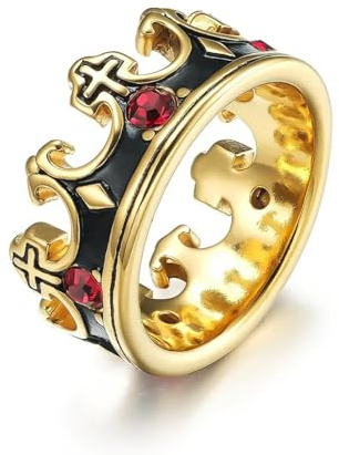 orehugaf Ring Ringe Damen Bijouterie Herren Königlicher König Ritter Kronenring Für Männer Religiöses Kreuz Klobige Ringe Vintage Christliche Ringe Für Jungen