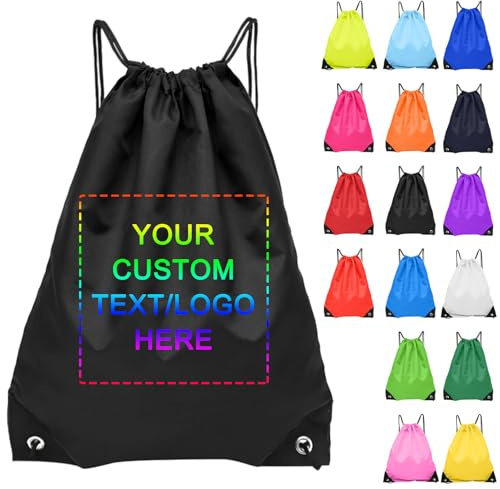 Personalisierte Turnbeutel mit Foto Text, Rucksack mit Kordelzug Verstellbar Gymsack Leicht Schwimmen Bag Reise Zuziehbeutel Sportbeutel Sportrucksack Sporttasche für Reisen Schule Strand Fitness