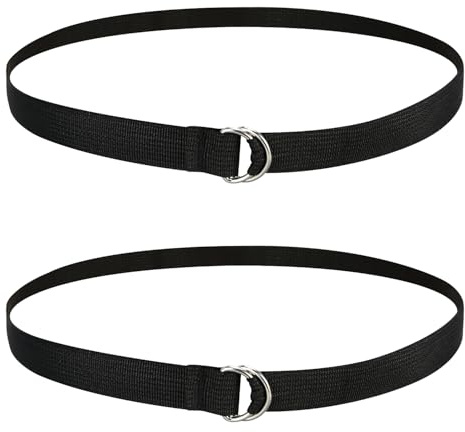 DkOvn 2 Pack Football Belts, 52 to 57 Inches Long, for Youth, Adults, 57 L × 1 W, D Rings, Black, 1in Wide, 57in Long