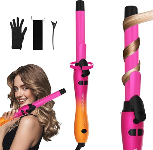 Lockenstab Automatisch Hair Curler with Klemme, Rotierend Curling Iron 1 Inch mit Tourmalin Keramik, 110V-240V, Extralanges Fass Lockenstäbe Schafft Lockere Locken für Mittleres und Langes Haar